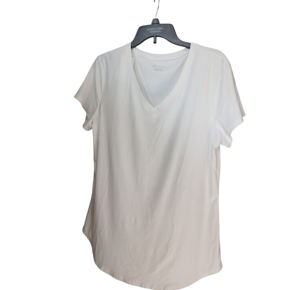 No Boundaries Women’s V-Neck T-Shirt Size XXL White Short Sleeve Basic Casual